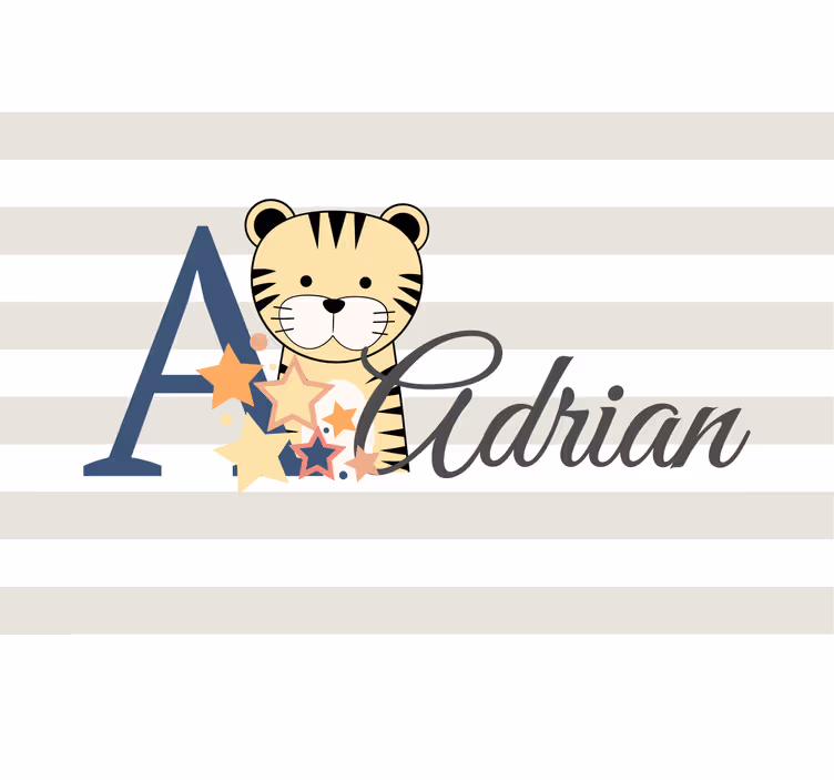 Children room roller blind cute tiger with name - TenStickers