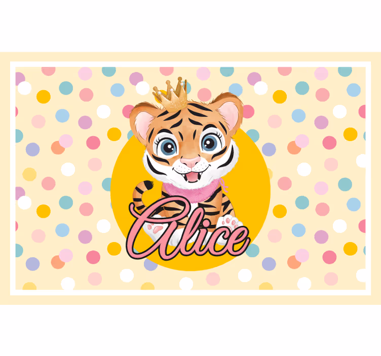 Children room roller blind cute tiger for girl name - TenStickers