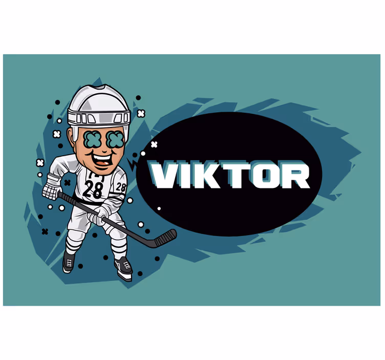 Children room roller blind funny hockey player name - TenStickers