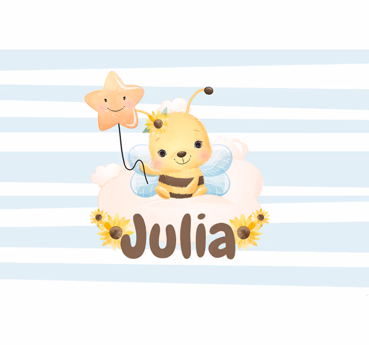 Children room roller blind cute bee with name - TenStickers