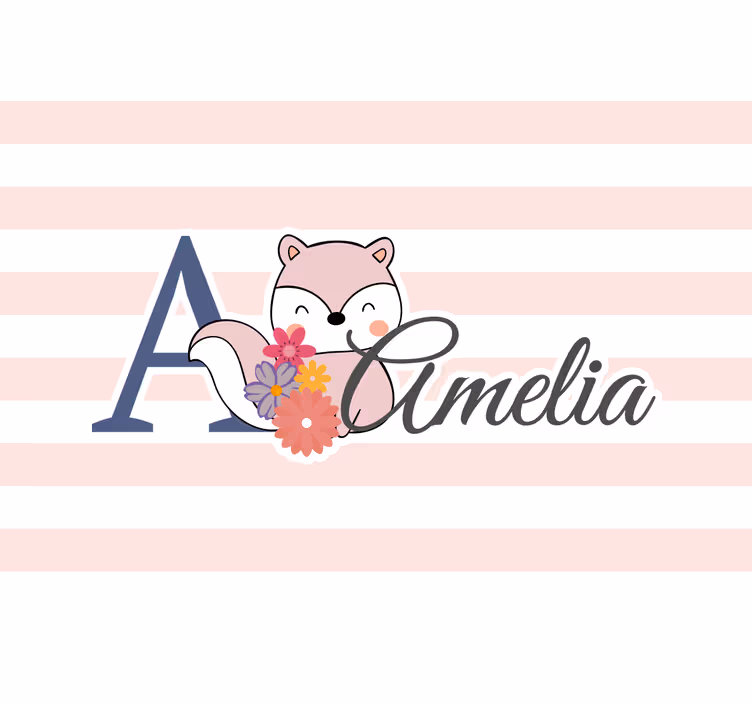 Children room roller blind cute animals squirrel name - TenStickers
