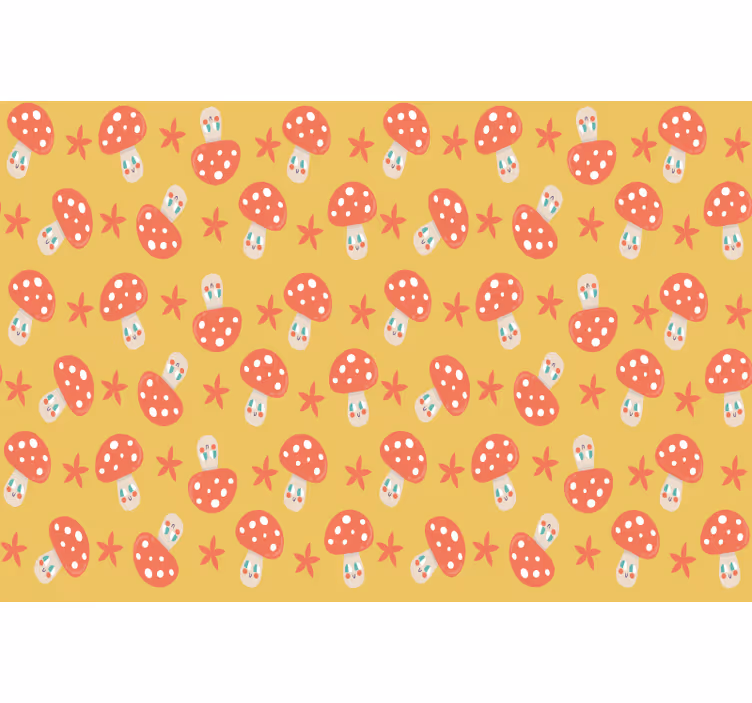 Children room roller blind with smiling mushrooms on yellow - TenStickers