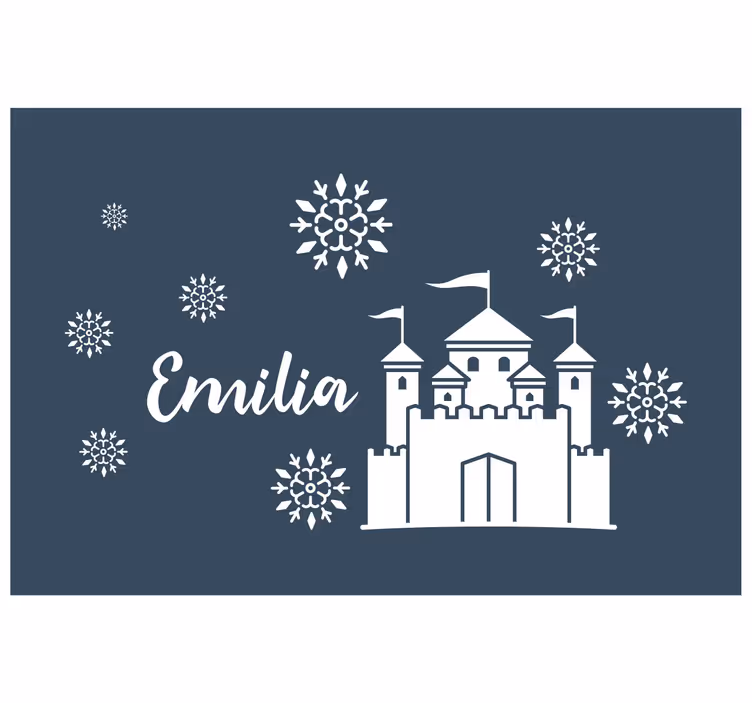 Children room roller blind castle with snowflakes name - TenStickers