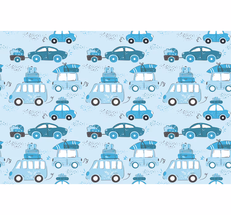 Children room roller blind blue city vehicles style - TenStickers