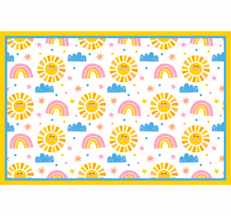 Children room roller blind with rainbow suns clouds - TenStickers
