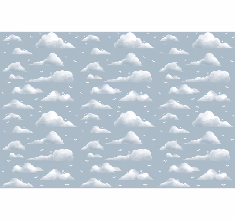 Children room roller blind gray 80's clouds and birds - TenStickers