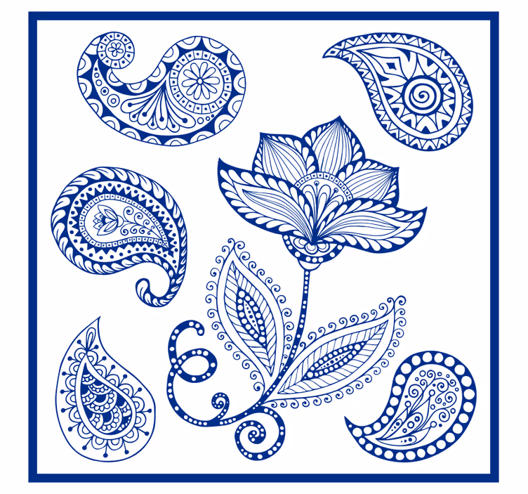 Paisley and flowers kitchen roller blind - TenStickers