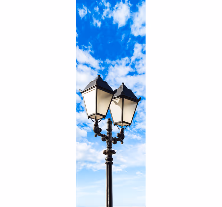 Kitchen roller blind streetlight and clouds - TenStickers