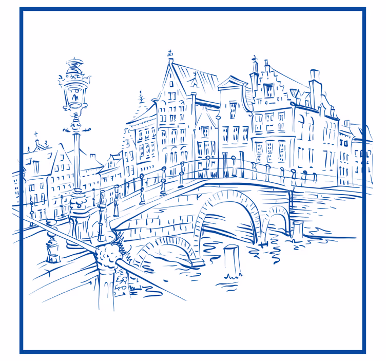 Kitchen roller blind with delft blue canal houses - TenStickers