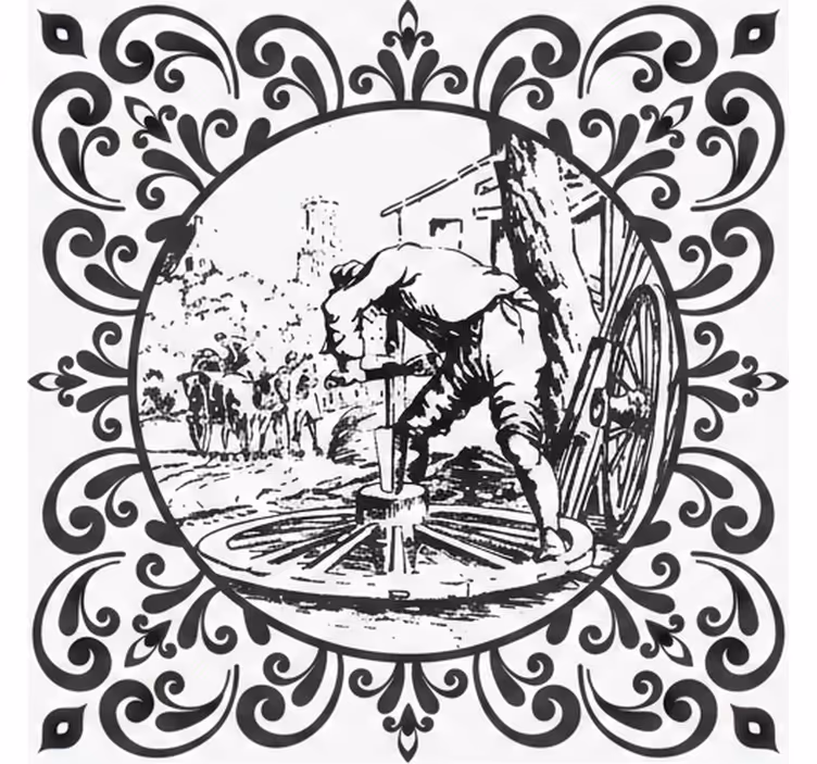Kitchen roller blind man and wheel design - TenStickers
