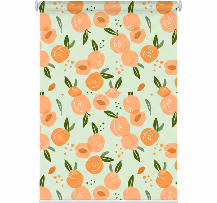 Kitchen roller blind peaches on green background - TenStickers