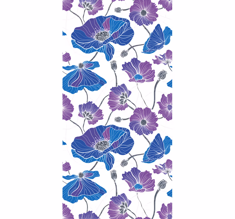 Kitchen roller blind with blue and purple flowers - TenStickers