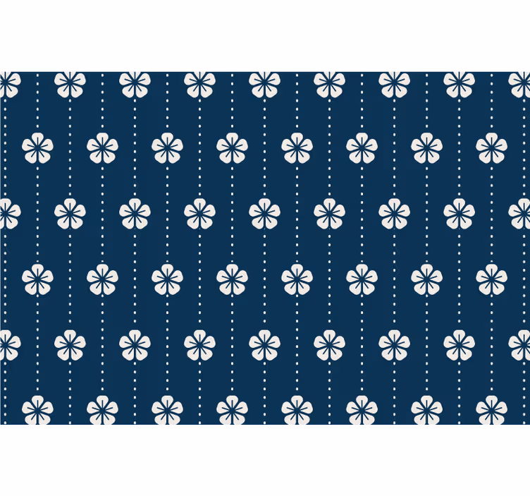 Blue roller blind with blue floral lines design - TenStickers
