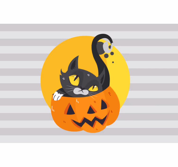 Gray roller blind with pumpkins and black cat - TenStickers
