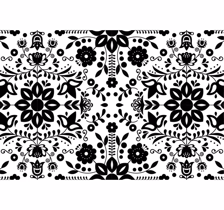 Gray roller blind with black folk pattern - TenStickers
