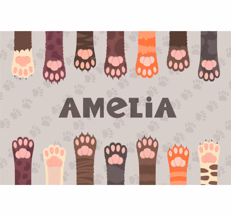 Beige roller blind fluffy multicolored cat paws set - TenStickers