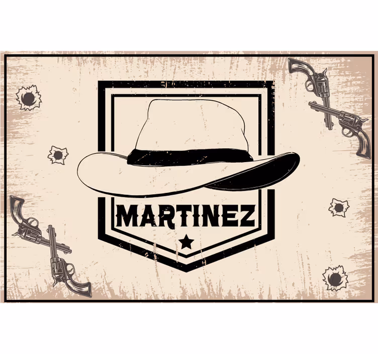 Beige roller blind cowboy hat with name - TenStickers
