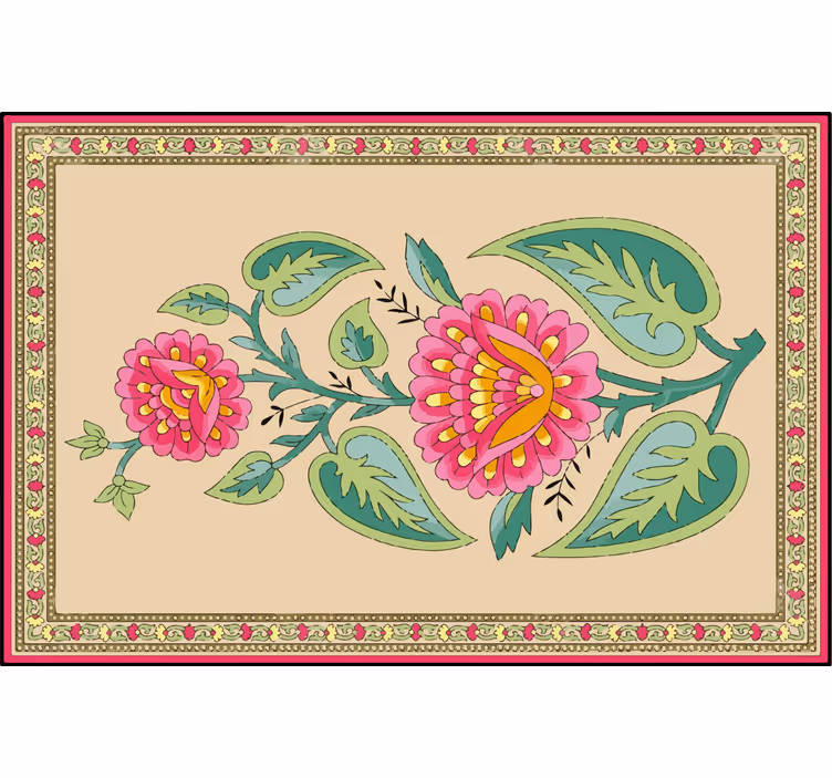 Beige roller blind indian mughal flower design - TenStickers