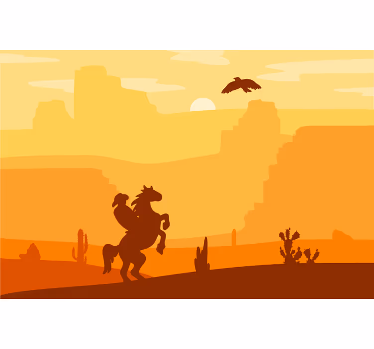 Orange roller blind cowboy landscape design - TenStickers