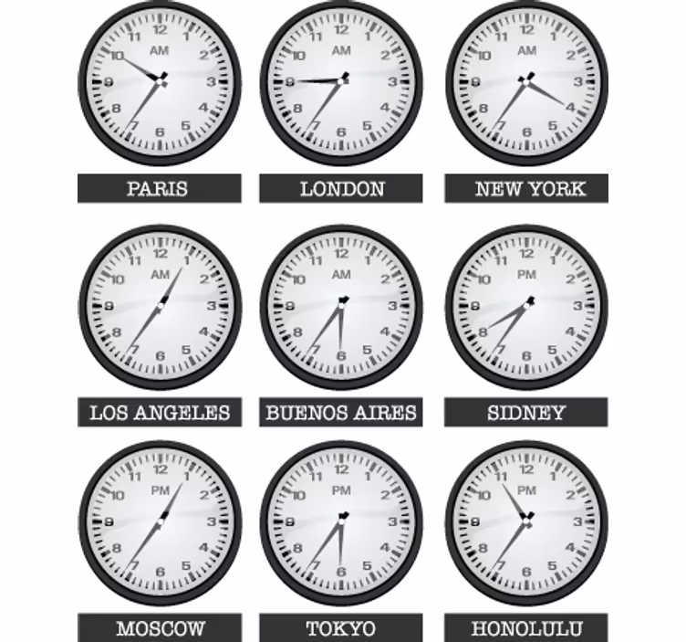 Office roller blind world time decorative vinyl - TenStickers