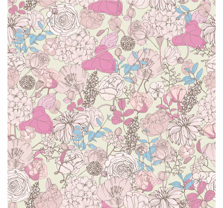 Living room roller blind floral grandmillenial style - TenStickers