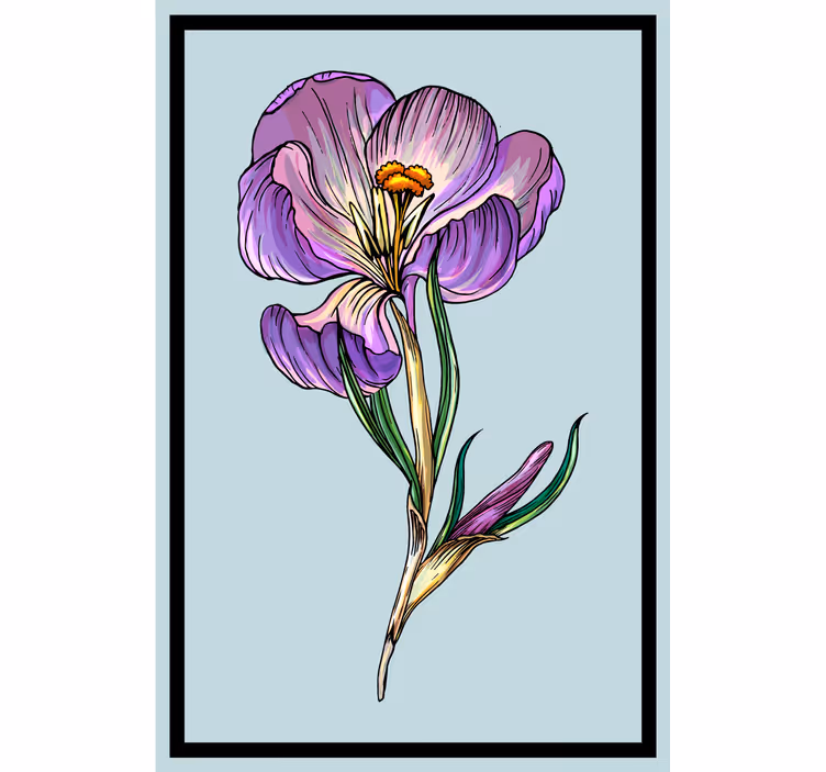 Living room roller blind sweet drawing blue crocus - TenStickers