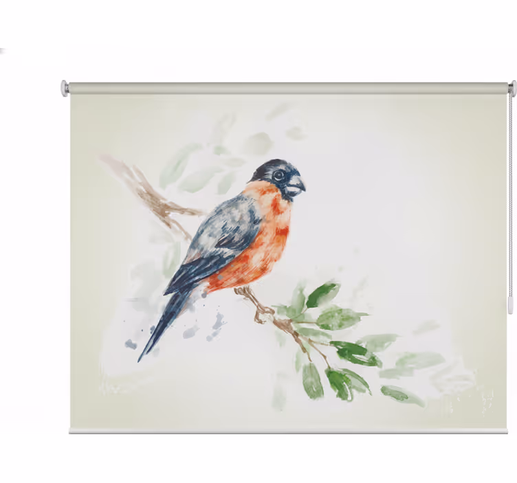 Living room roller blind pastel bird on branch - TenStickers
