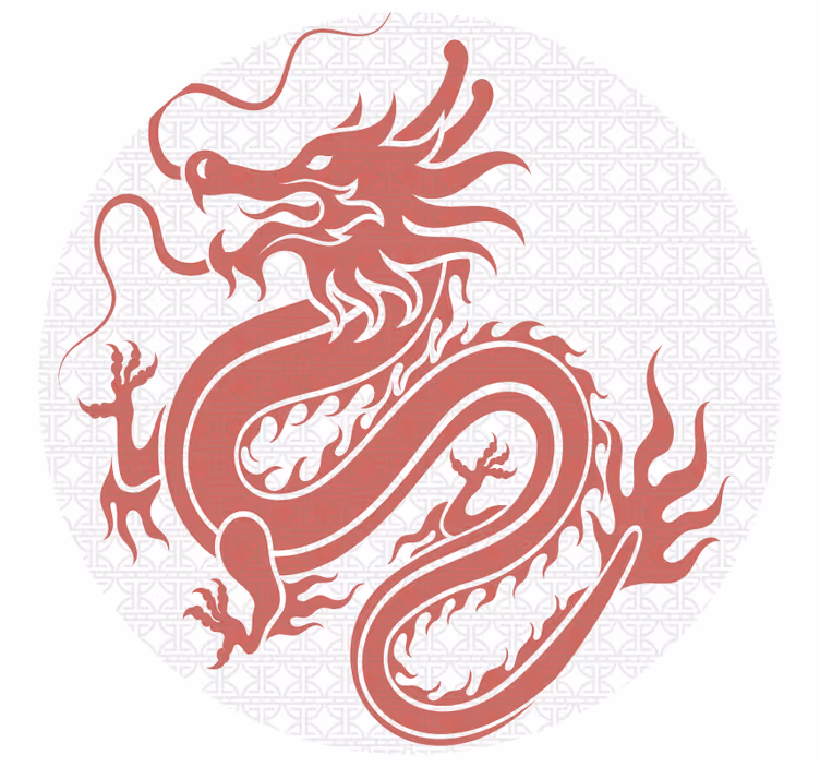 Bedroom roller blind with tibetan dragons on white - TenStickers
