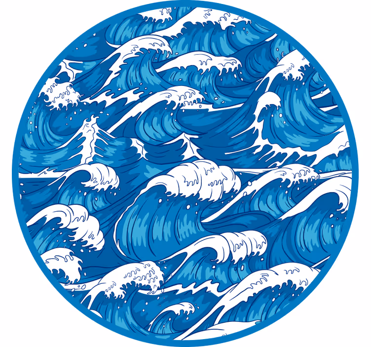 Bedroom roller blind with japanese waves design - TenStickers