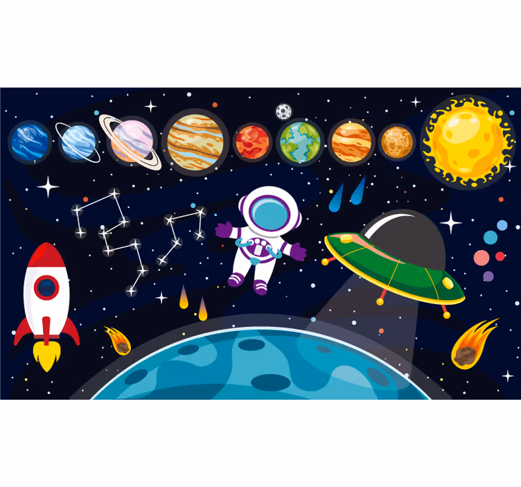 Children room roller blind colourful cartoon space - TenStickers