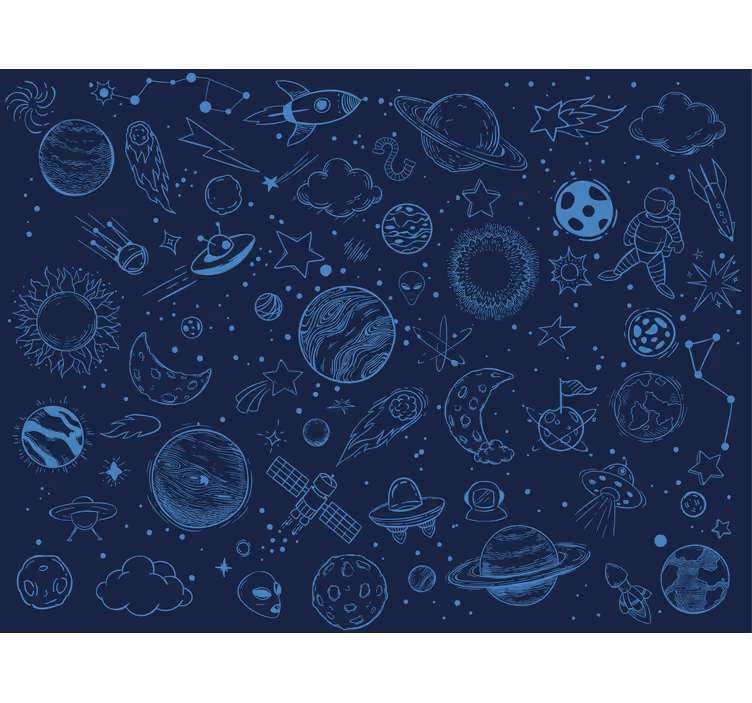 Children room roller blind with many space symbols - TenStickers