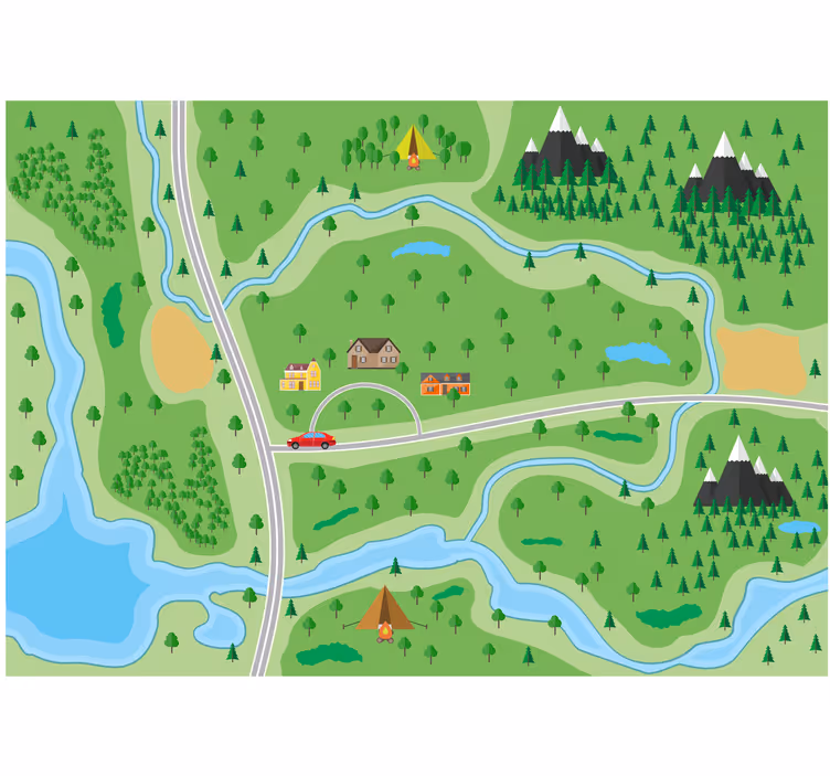 Children room roller blind mountain road map - TenStickers