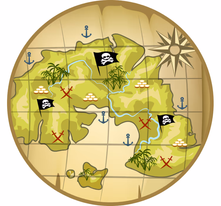 Children room roller blind pirate treasure map - TenStickers