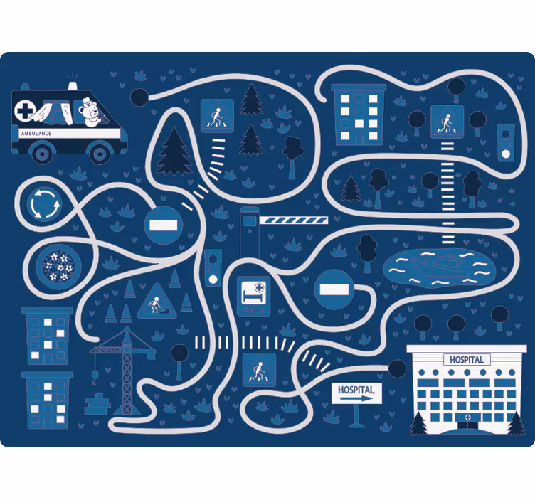 Children room roller blind nordic blue road - TenStickers