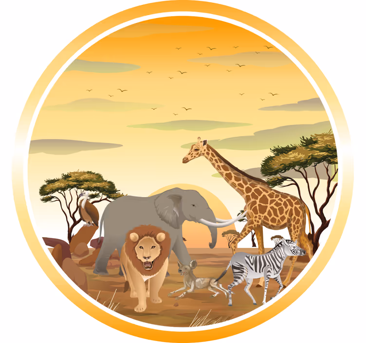 Children room roller blind african animals with plants - TenStickers