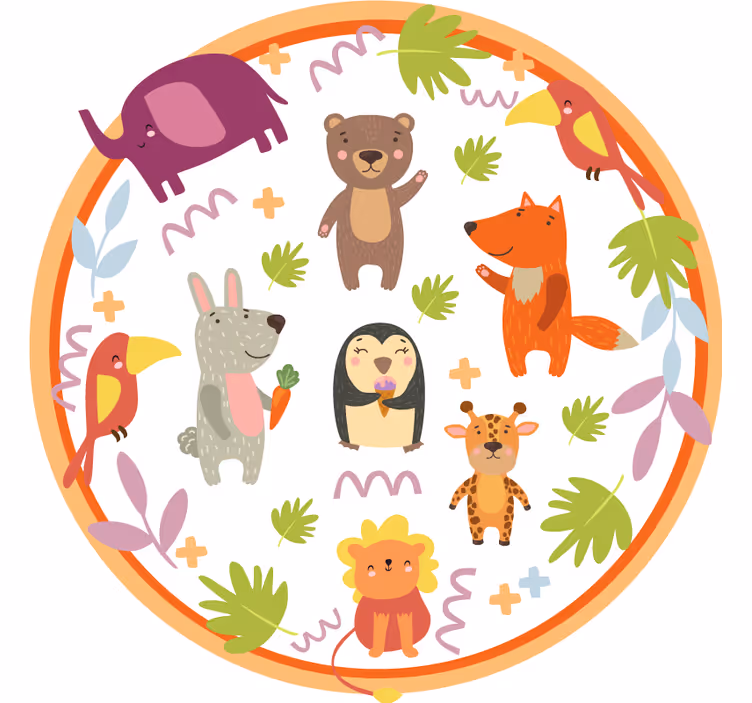 Children room roller blind with cute zoo animals - TenStickers