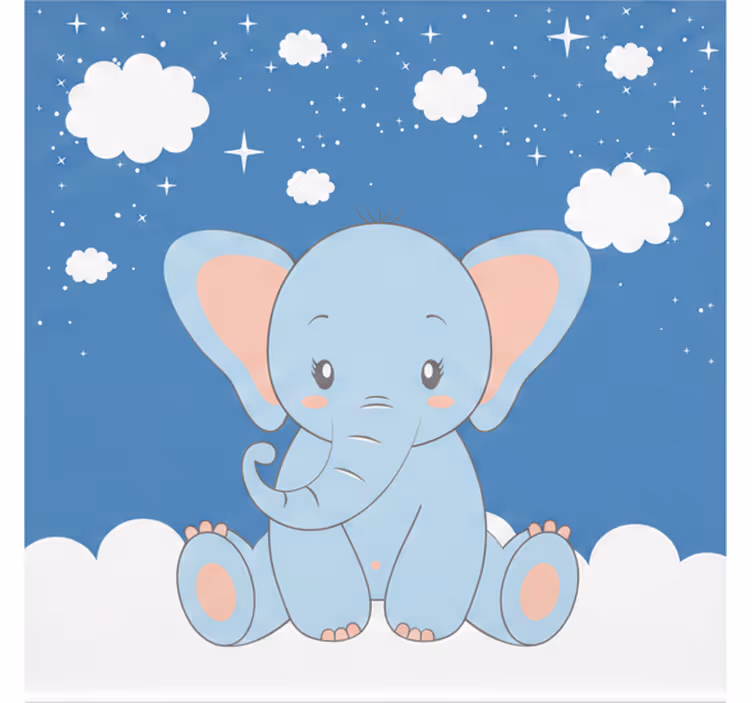 Children room roller blind cute blue elephant design - TenStickers
