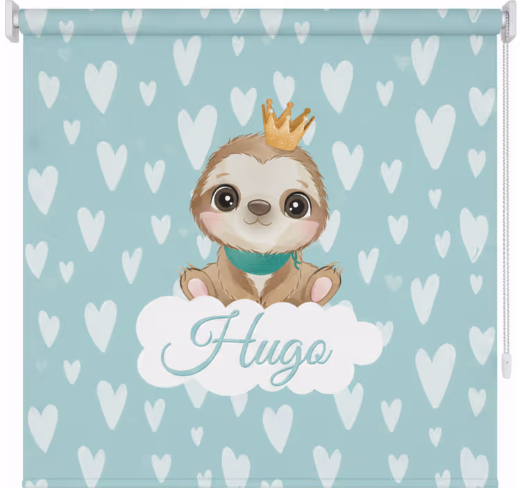 Children room roller blind cute sloth for boy name - TenStickers