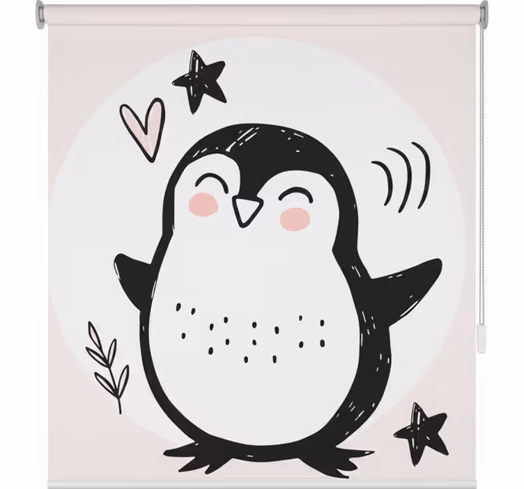 Children room roller blind cute baby penguin doodle - TenStickers