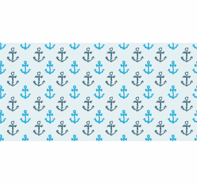 Teenage bedroom roller blind with wavy blue anchors - TenStickers