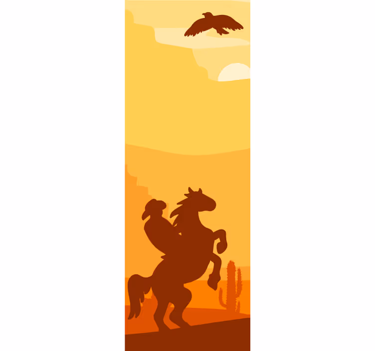 Teenage bedroom roller blind cowboy landscape design - TenStickers
