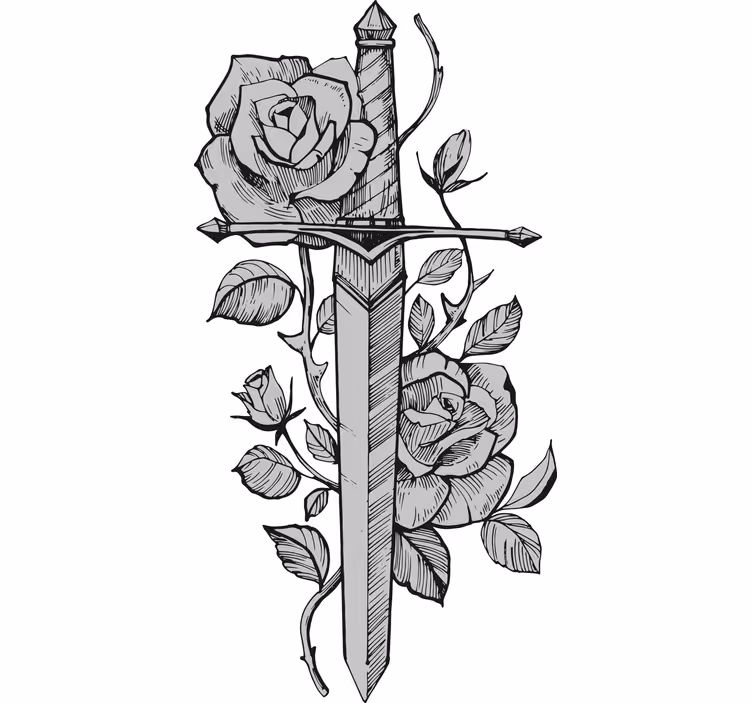 Teenage bedroom roller blind floral sword - TenStickers