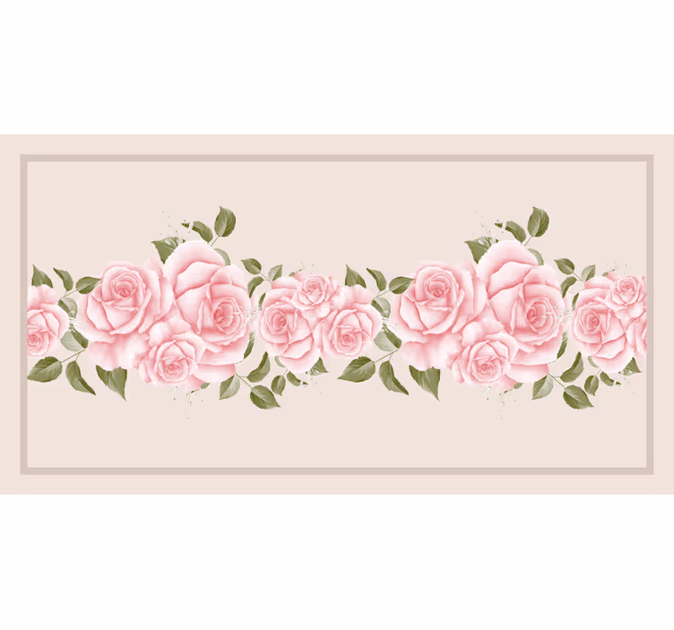 Beige roller blind with vintage pink rose pattern - TenStickers