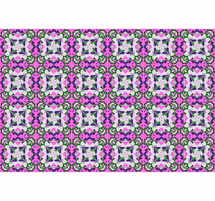 Vintage roller blind in pink hydraulic tile - TenStickers