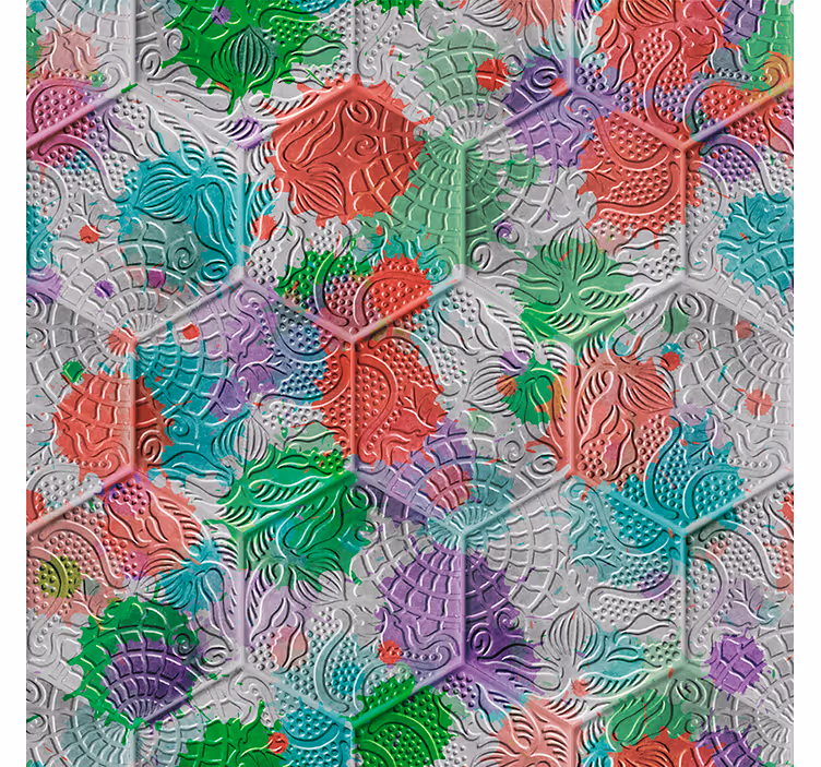 Retro roller blind stained gaudi tiles design - TenStickers