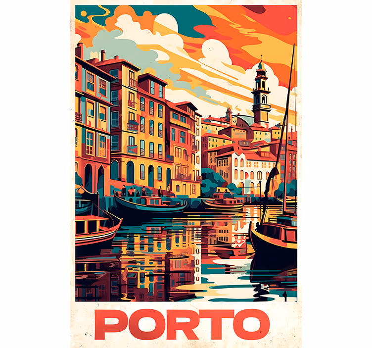 Retro roller blind oporto vintage poster - TenStickers