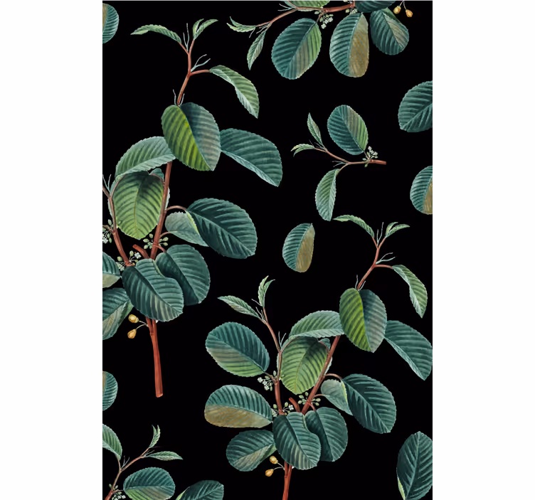 Black roller blind with green branches design - TenStickers