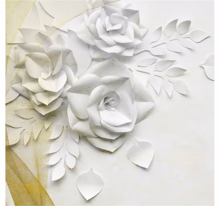 Bathroom roller blind with elegant gold and white flowers - TenStickers