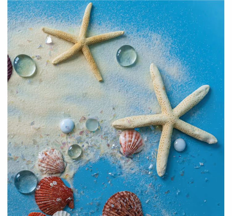 Bathroom roller blind starfish on colorful sand - TenStickers