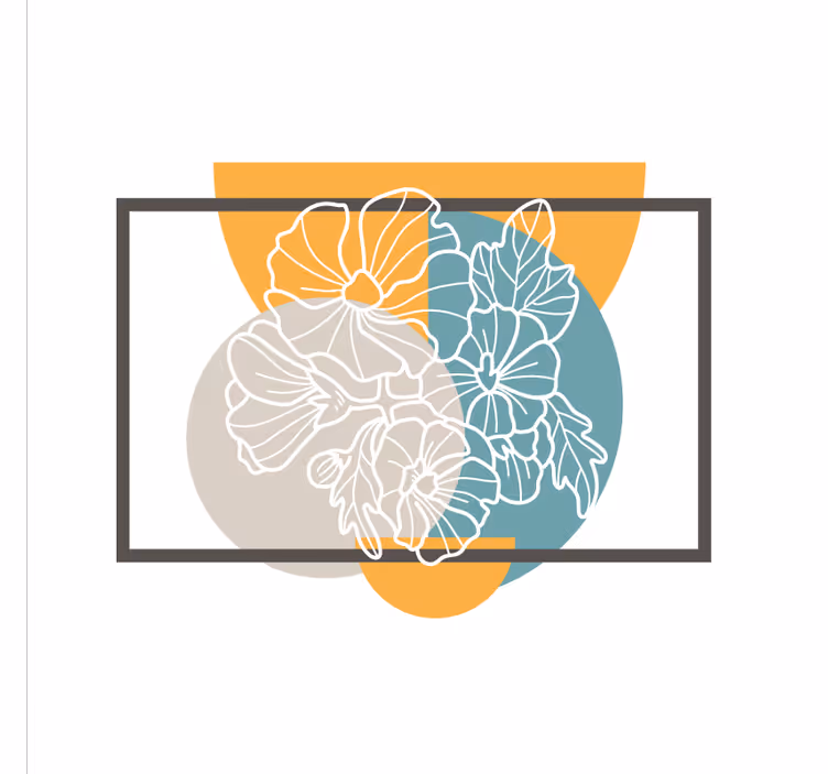 Cute minimalist rectangle and flowers office roller blind - TenStickers